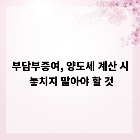 부담부증여, 양도세 계산 시 놓치지 말아야 할 것