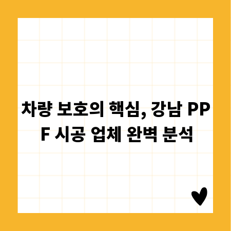 차량 보호의 핵심, 강남 PPF 시공 업체 완벽 분석