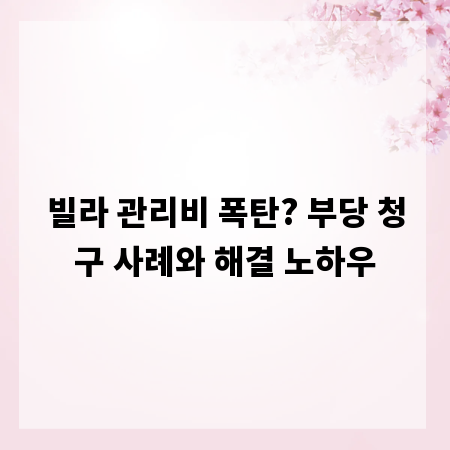 빌라 관리비 폭탄? 부당 청구 사례와 해결 노하우