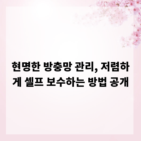 현명한 방충망 관리, 저렴하게 셀프 보수하는 방법 공개