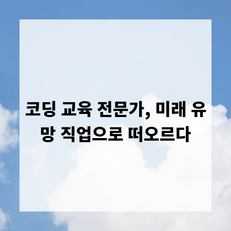 코딩 교육 전문가, 미래 유망 직업으로 떠오르다