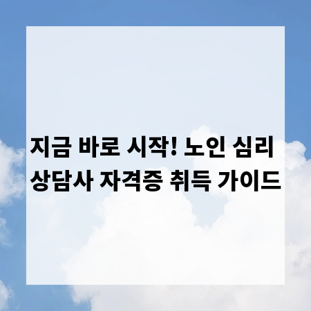 지금 바로 시작! 노인 심리 상담사 자격증 취득 가이드