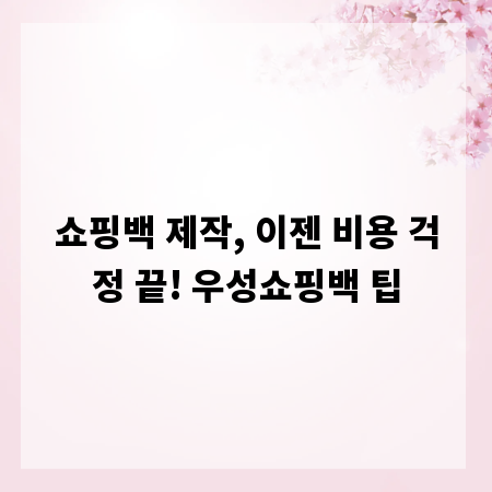 쇼핑백 제작, 이젠 비용 걱정 끝! 우성쇼핑백 팁
