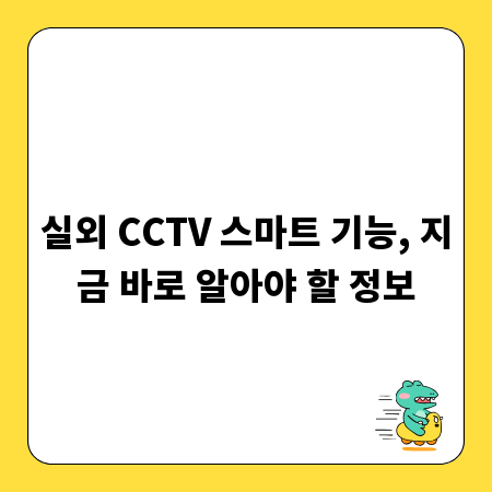 실외 CCTV 스마트 기능, 지금 바로 알아야 할 정보