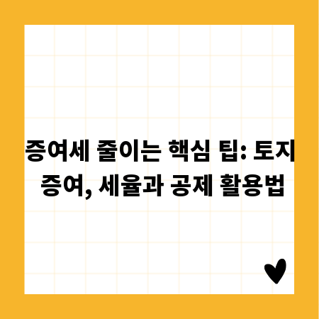 증여세 줄이는 핵심 팁: 토지 증여, 세율과 공제 활용법
