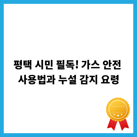 평택 시민 필독! 가스 안전 사용법과 누설 감지 요령