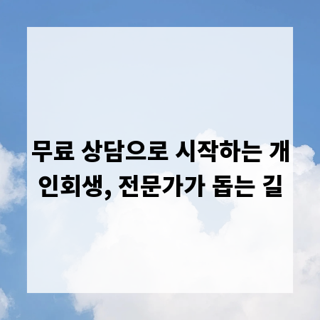 무료 상담으로 시작하는 개인회생, 전문가가 돕는 길