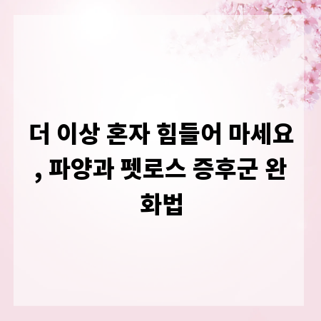 더 이상 혼자 힘들어 마세요, 파양과 펫로스 증후군 완화법