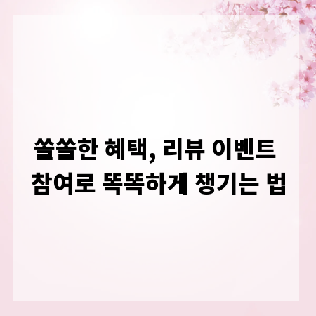 쏠쏠한 혜택, 리뷰 이벤트 참여로 똑똑하게 챙기는 법