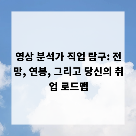 영상 분석가 직업 탐구: 전망, 연봉, 그리고 당신의 취업 로드맵
