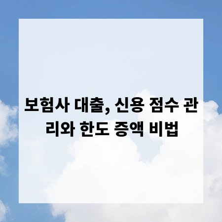 보험사 대출, 신용 점수 관리와 한도 증액 비법