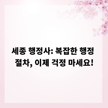 세종 행정사: 복잡한 행정 절차, 이제 걱정 마세요!