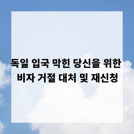 독일 입국 막힌 당신을 위한 비자 거절 대처 및 재신청