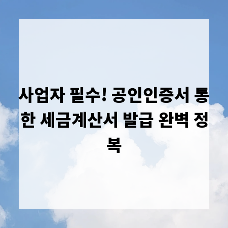 사업자 필수! 공인인증서 통한 세금계산서 발급 완벽 정복