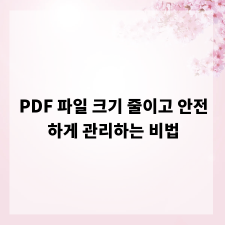 PDF 파일 크기 줄이고 안전하게 관리하는 비법