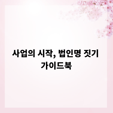 사업의 시작, 법인명 짓기 가이드북