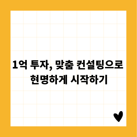 1억 투자, 맞춤 컨설팅으로 현명하게 시작하기
