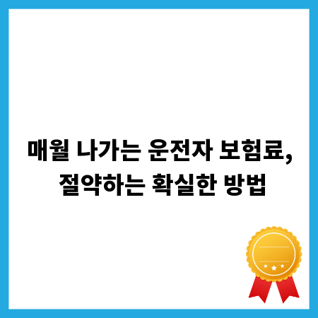 매월 나가는 운전자 보험료, 절약하는 확실한 방법