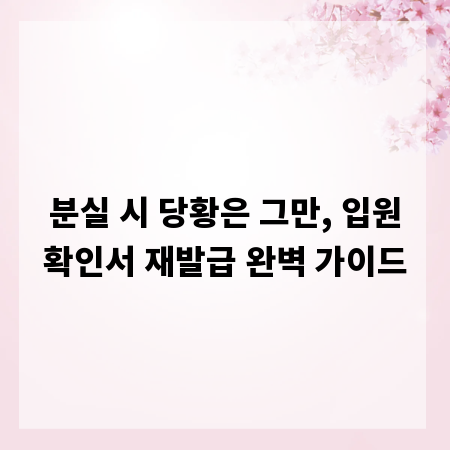 분실 시 당황은 그만, 입원확인서 재발급 완벽 가이드