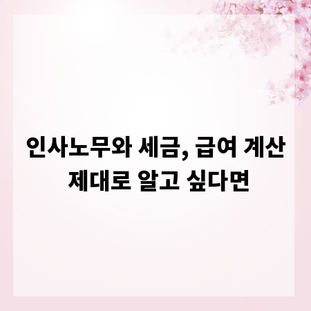인사노무와 세금, 급여 계산 제대로 알고 싶다면
