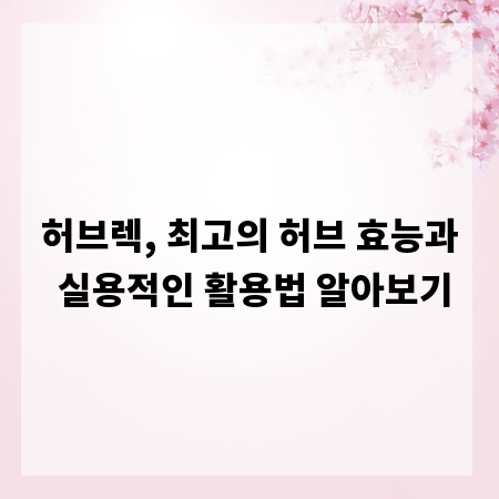 허브렉, 최고의 허브 효능과 실용적인 활용법 알아보기