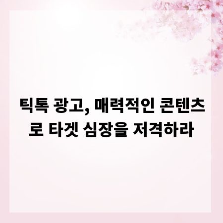틱톡 광고, 매력적인 콘텐츠로 타겟 심장을 저격하라