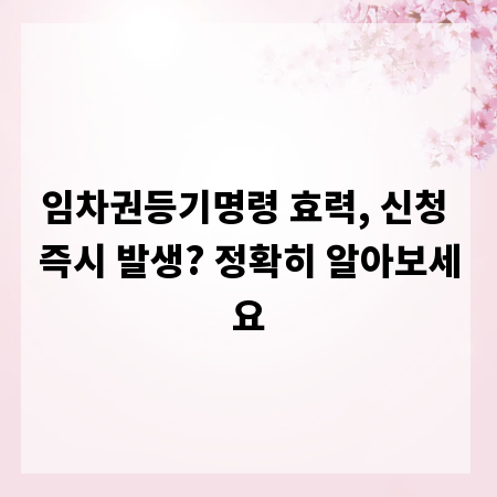 임차권등기명령 효력, 신청 즉시 발생? 정확히 알아보세요