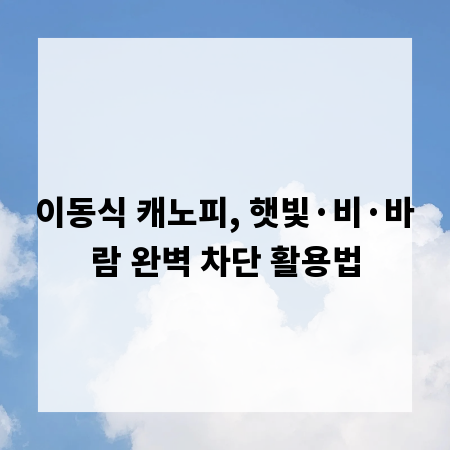 이동식 캐노피, 햇빛&middot;비&middot;바람 완벽 차단 활용법