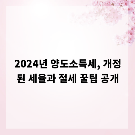 2024년 양도소득세, 개정된 세율과 절세 꿀팁 공개