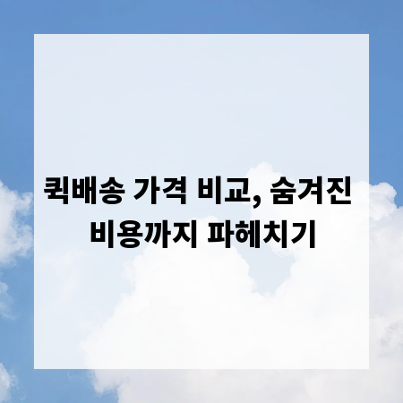 퀵배송 가격 비교, 숨겨진 비용까지 파헤치기