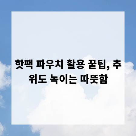 핫팩 파우치 활용 꿀팁, 추위도 녹이는 따뜻함