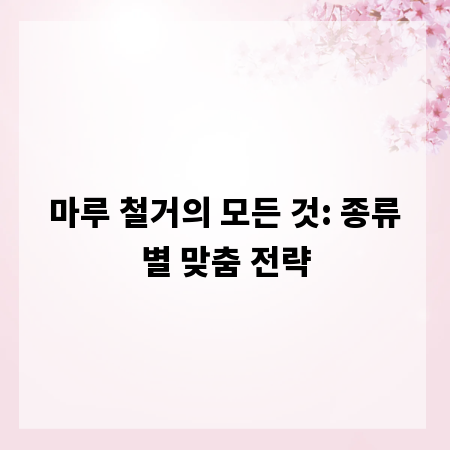 마루 철거의 모든 것: 종류별 맞춤 전략