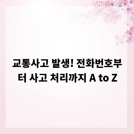교통사고 발생! 전화번호부터 사고 처리까지 A to Z