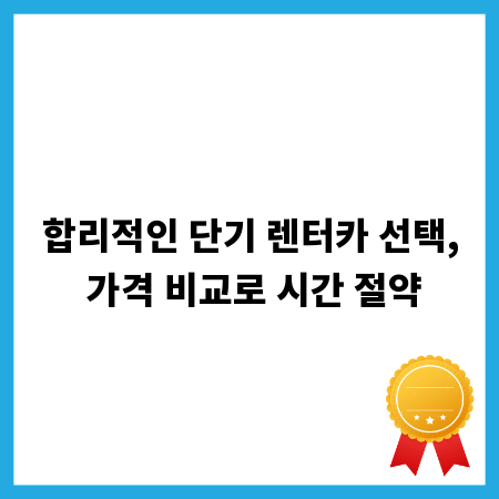 합리적인 단기 렌터카 선택, 가격 비교로 시간 절약