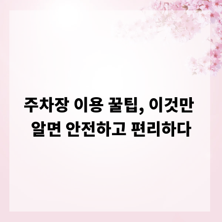 주차장 이용 꿀팁, 이것만 알면 안전하고 편리하다