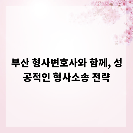 부산 형사변호사와 함께, 성공적인 형사소송 전략