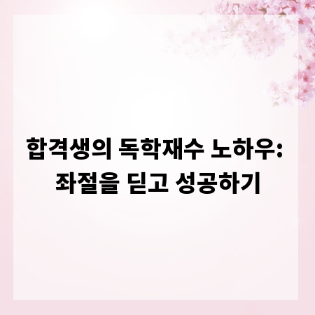 합격생의 독학재수 노하우: 좌절을 딛고 성공하기